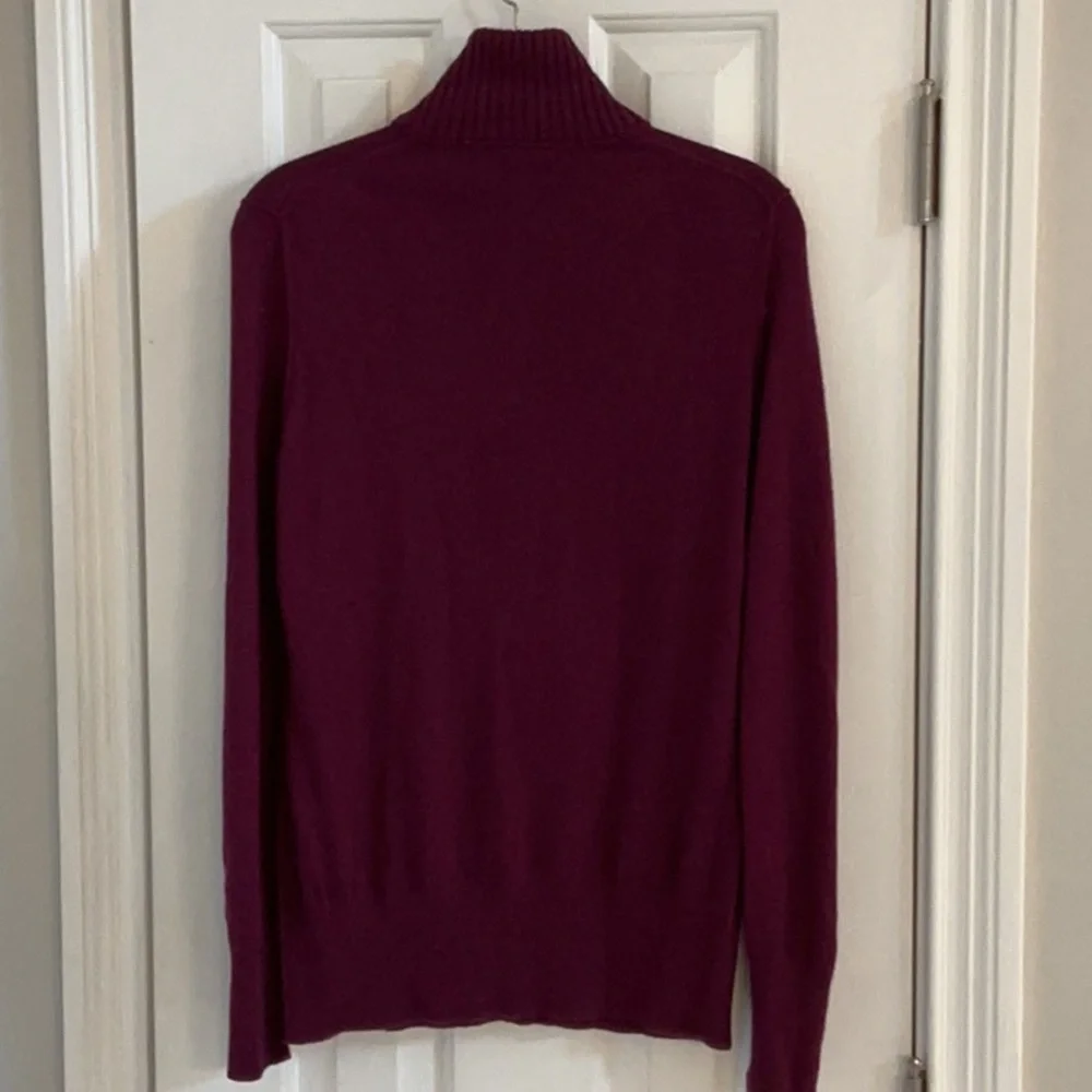 Tory Burch Dark Raspberry Wool/Cashmere Blend Sweater w/ Gold Logo Buttons
